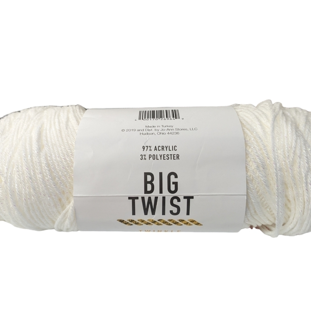 Big Twist Twinkle Acrylic Polyester Yarn White Sparkly Shine Knit Crochet Craft - Picture 5 of 6